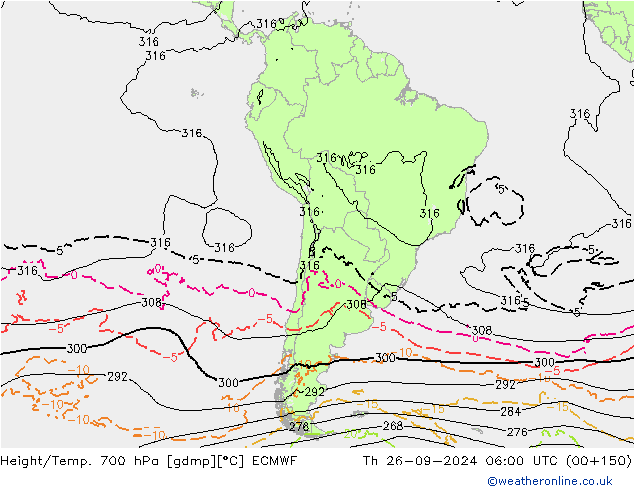 Height/Temp. 700 hPa ECMWF gio 26.09.2024 06 UTC