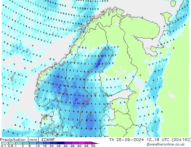 Srážky ECMWF Čt 26.09.2024 18 UTC