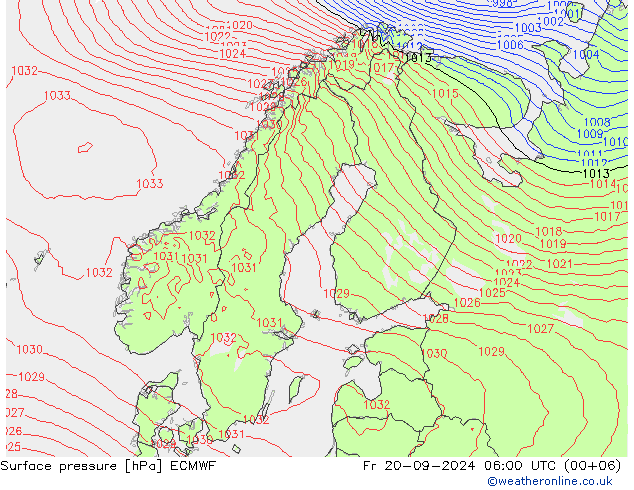 Yer basıncı ECMWF Cu 20.09.2024 06 UTC