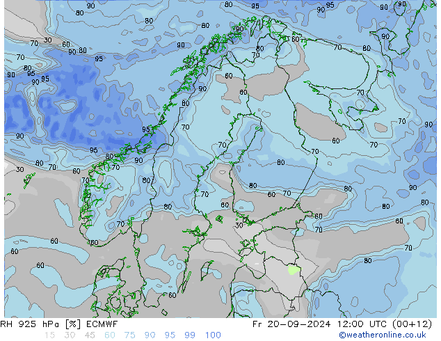 RH 925 hPa ECMWF Fr 20.09.2024 12 UTC