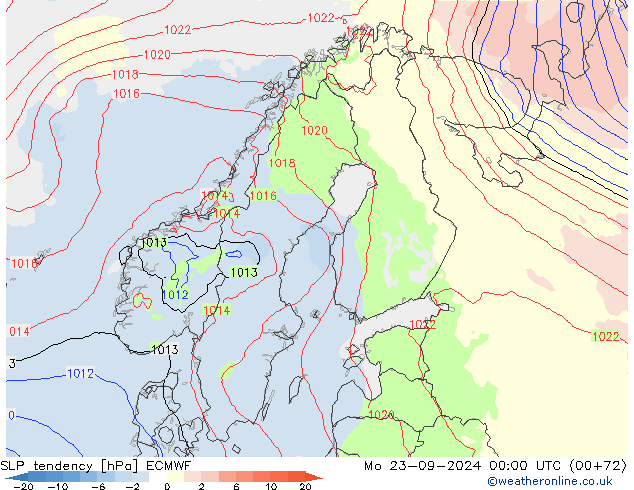 тенденция давления ECMWF пн 23.09.2024 00 UTC