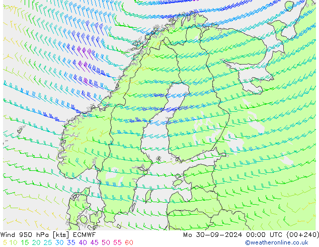 Wind 950 hPa ECMWF Mo 30.09.2024 00 UTC