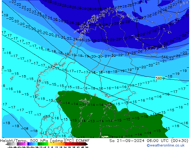 Z500/Rain (+SLP)/Z850 ECMWF Sáb 21.09.2024 06 UTC