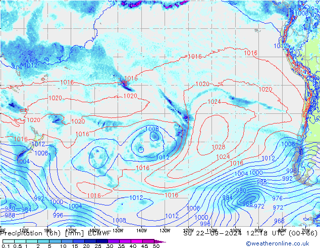 Z500/Rain (+SLP)/Z850 ECMWF Su 22.09.2024 18 UTC