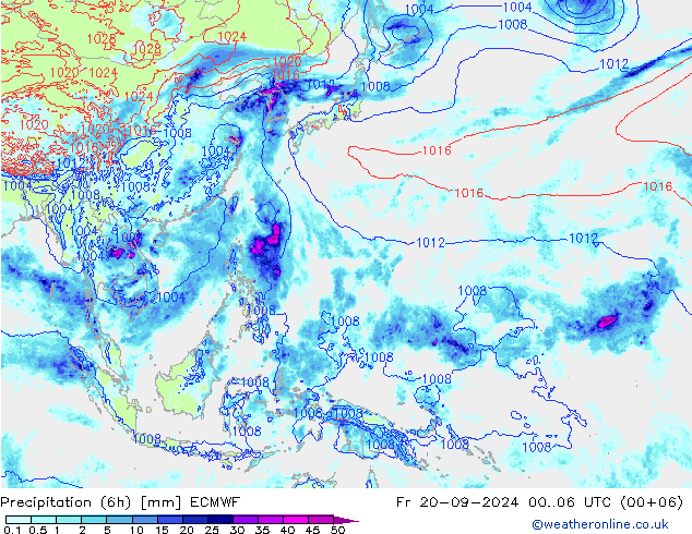 Z500/Rain (+SLP)/Z850 ECMWF пт 20.09.2024 06 UTC