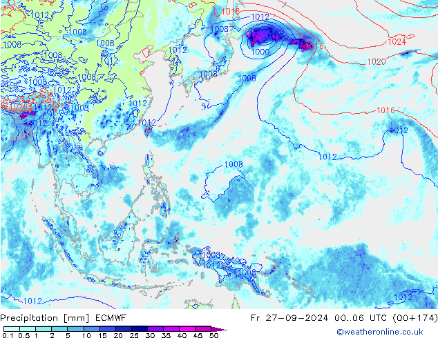 Neerslag ECMWF vr 27.09.2024 06 UTC