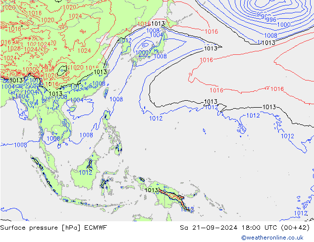 Surface pressure ECMWF Sa 21.09.2024 18 UTC