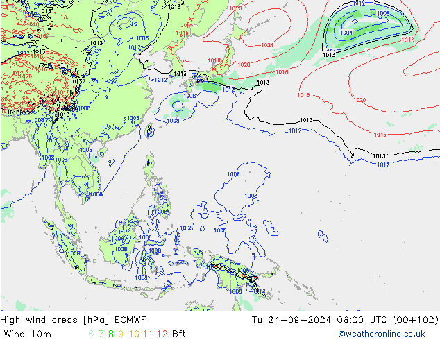 Windvelden ECMWF di 24.09.2024 06 UTC