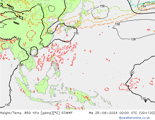 Z500/Rain (+SLP)/Z850 ECMWF śro. 25.09.2024 00 UTC