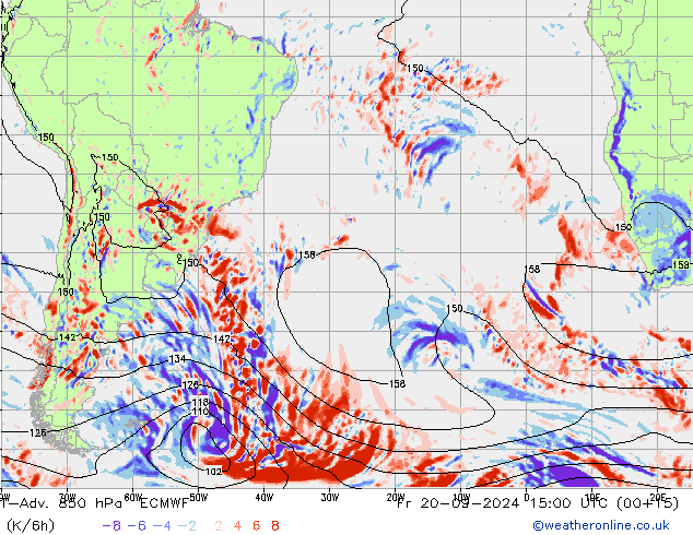 T-Adv. 850 hPa ECMWF Pá 20.09.2024 15 UTC