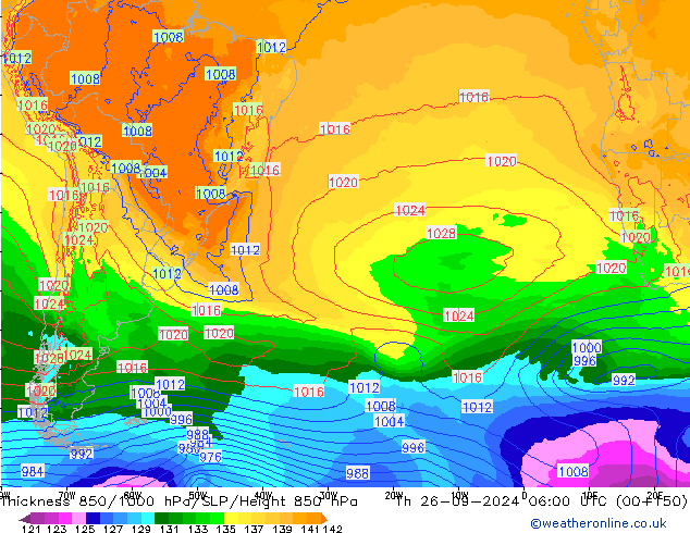 Thck 850-1000 hPa ECMWF Th 26.09.2024 06 UTC