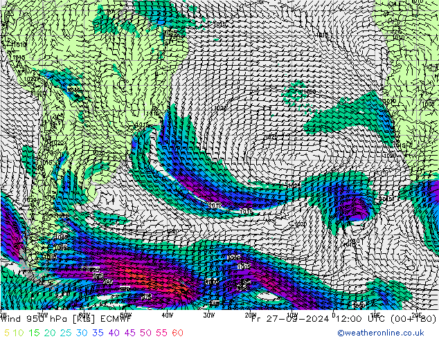 Wind 950 hPa ECMWF vr 27.09.2024 12 UTC