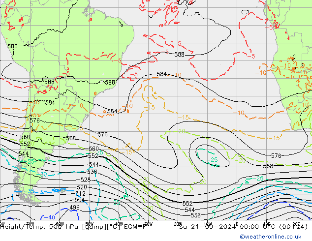 Z500/Rain (+SLP)/Z850 ECMWF Sáb 21.09.2024 00 UTC