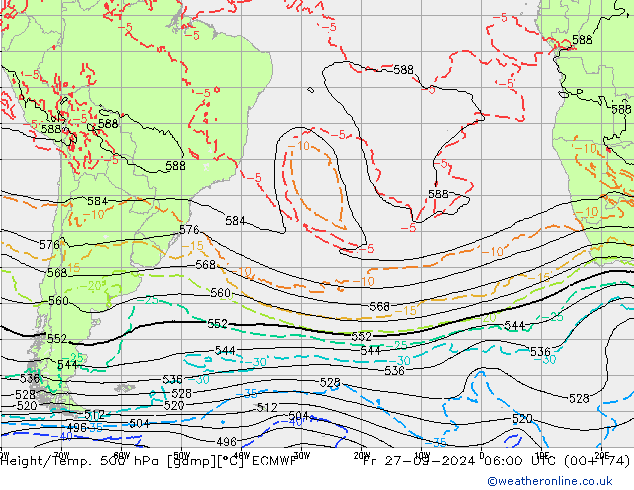 Z500/Rain (+SLP)/Z850 ECMWF Fr 27.09.2024 06 UTC