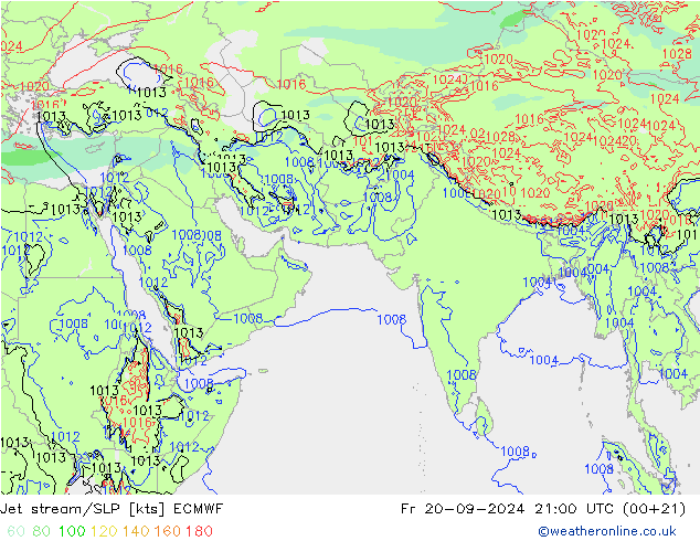 джет/приземное давление ECMWF пт 20.09.2024 21 UTC