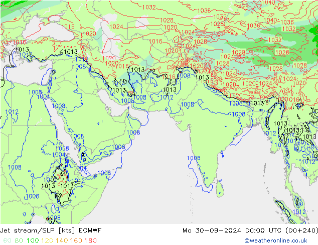 高速氣流/地面气压 ECMWF 星期一 30.09.2024 00 UTC