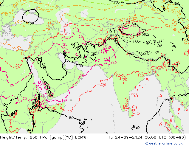 Z500/Yağmur (+YB)/Z850 ECMWF Sa 24.09.2024 00 UTC