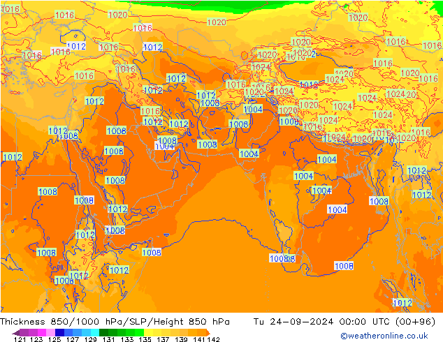 Thck 850-1000 hPa ECMWF Ter 24.09.2024 00 UTC