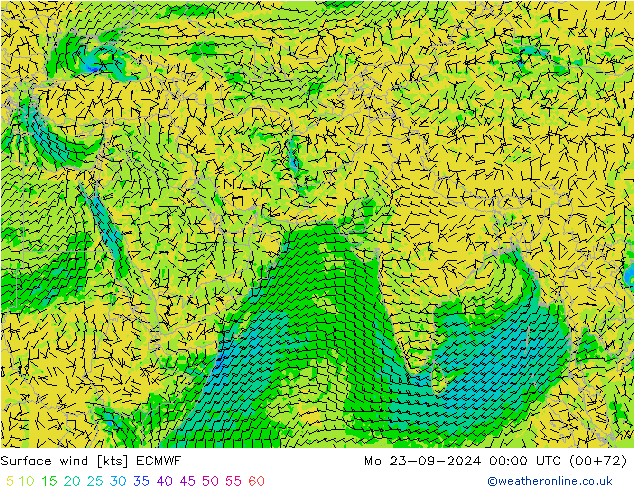 Surface wind ECMWF Mo 23.09.2024 00 UTC