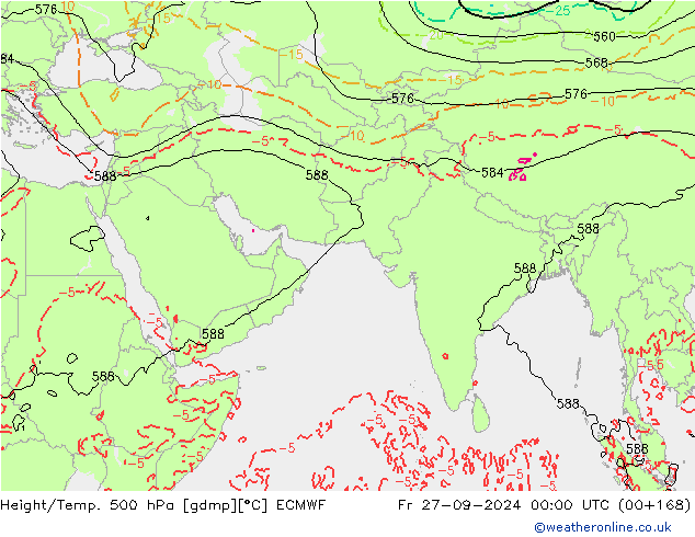 Z500/Rain (+SLP)/Z850 ECMWF Fr 27.09.2024 00 UTC