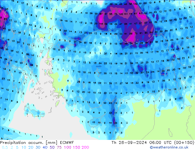 Toplam Yağış ECMWF Per 26.09.2024 06 UTC