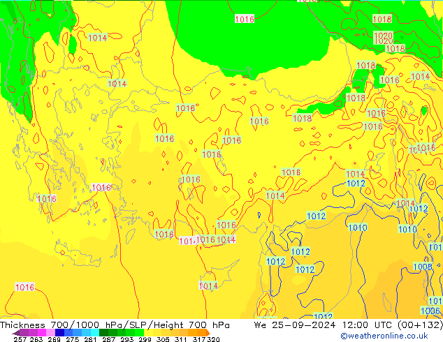 Dikte700-1000 hPa ECMWF wo 25.09.2024 12 UTC