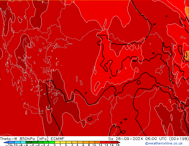 Theta-W 850hPa ECMWF Sa 28.09.2024 06 UTC