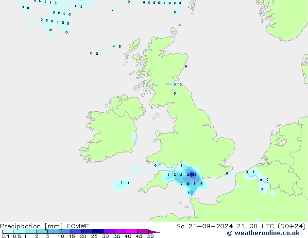 Srážky ECMWF So 21.09.2024 00 UTC