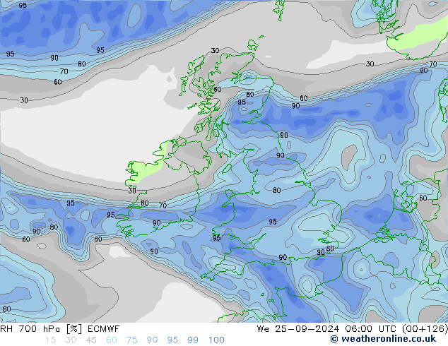 700 hPa Nispi Nem ECMWF Çar 25.09.2024 06 UTC