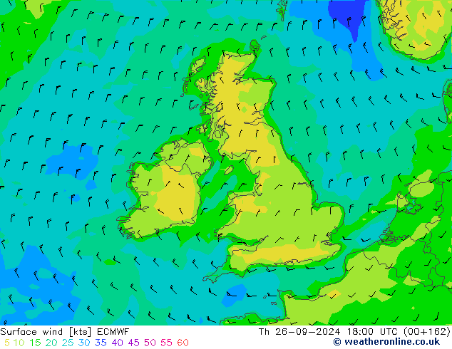 ветер 10 m ECMWF чт 26.09.2024 18 UTC