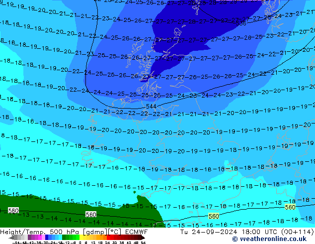 Z500/Rain (+SLP)/Z850 ECMWF mar 24.09.2024 18 UTC