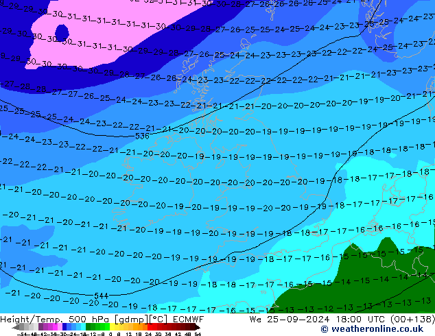 Z500/Rain (+SLP)/Z850 ECMWF We 25.09.2024 18 UTC