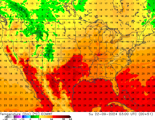 température (2m) ECMWF dim 22.09.2024 03 UTC