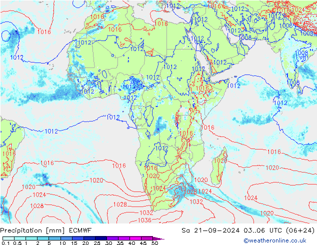 Precipitation ECMWF Sa 21.09.2024 06 UTC