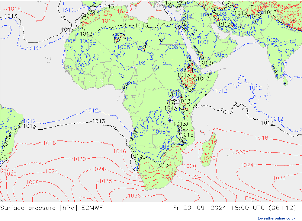 Bodendruck ECMWF Fr 20.09.2024 18 UTC