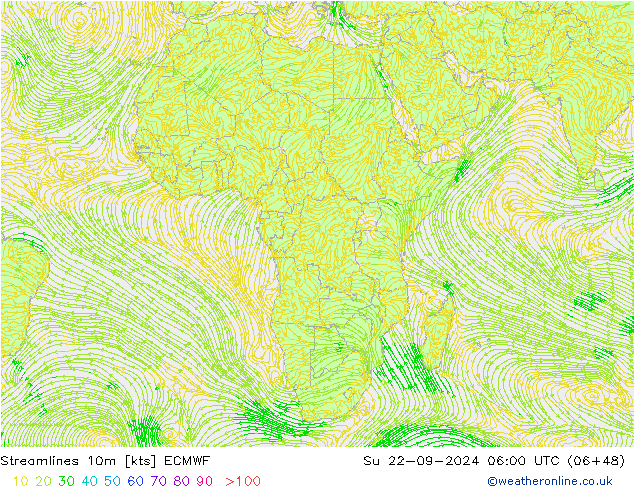 ветер 10m ECMWF Вс 22.09.2024 06 UTC