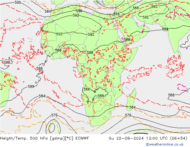 Z500/Rain (+SLP)/Z850 ECMWF nie. 22.09.2024 12 UTC