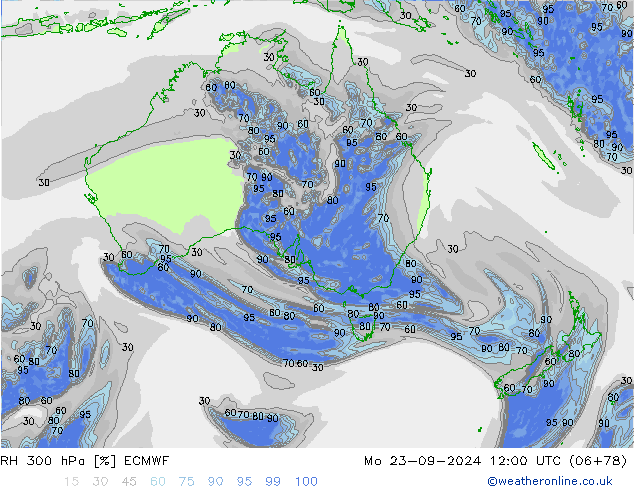 300 hPa Nispi Nem ECMWF Pzt 23.09.2024 12 UTC