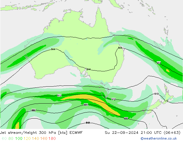 Jet stream/Height 300 hPa ECMWF Su 22.09.2024 21 UTC