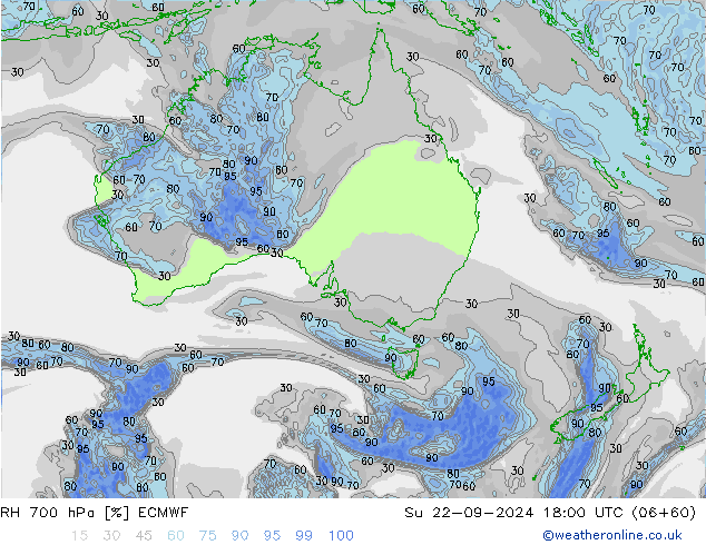 Humidité rel. 700 hPa ECMWF dim 22.09.2024 18 UTC