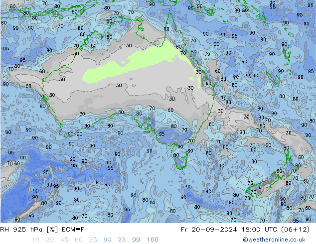 RH 925 hPa ECMWF Fr 20.09.2024 18 UTC