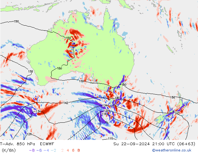 T-Adv. 850 hPa ECMWF So 22.09.2024 21 UTC