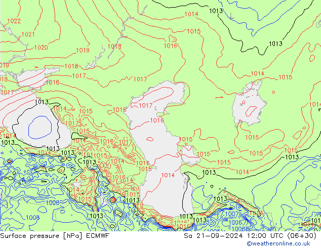 ciśnienie ECMWF so. 21.09.2024 12 UTC