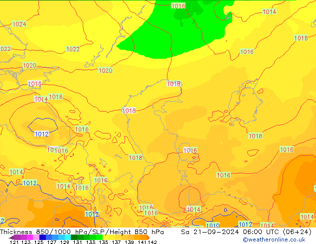 Thck 850-1000 hPa ECMWF  21.09.2024 06 UTC