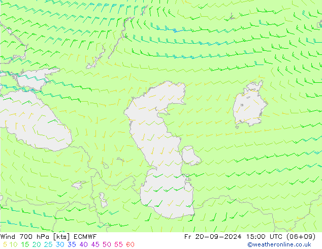 Wind 700 hPa ECMWF Fr 20.09.2024 15 UTC