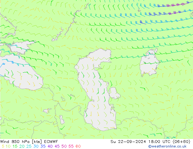 ветер 850 гПа ECMWF Вс 22.09.2024 18 UTC