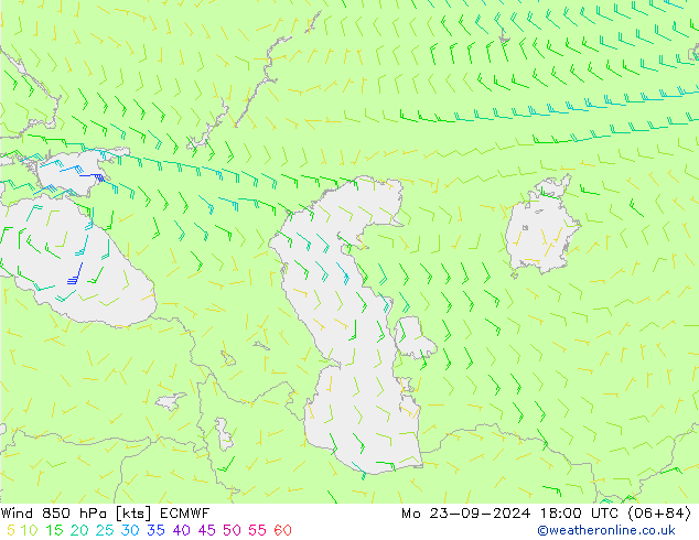 Wind 850 hPa ECMWF Mo 23.09.2024 18 UTC