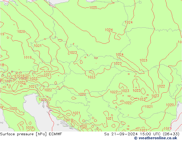 Atmosférický tlak ECMWF So 21.09.2024 15 UTC