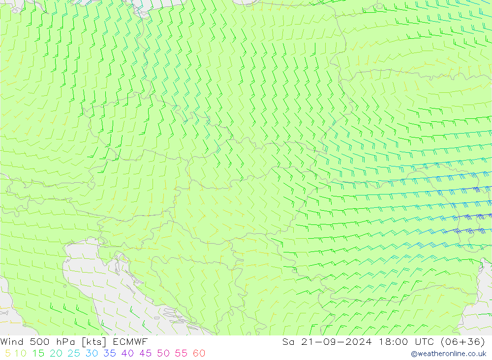 Wind 500 hPa ECMWF Sa 21.09.2024 18 UTC