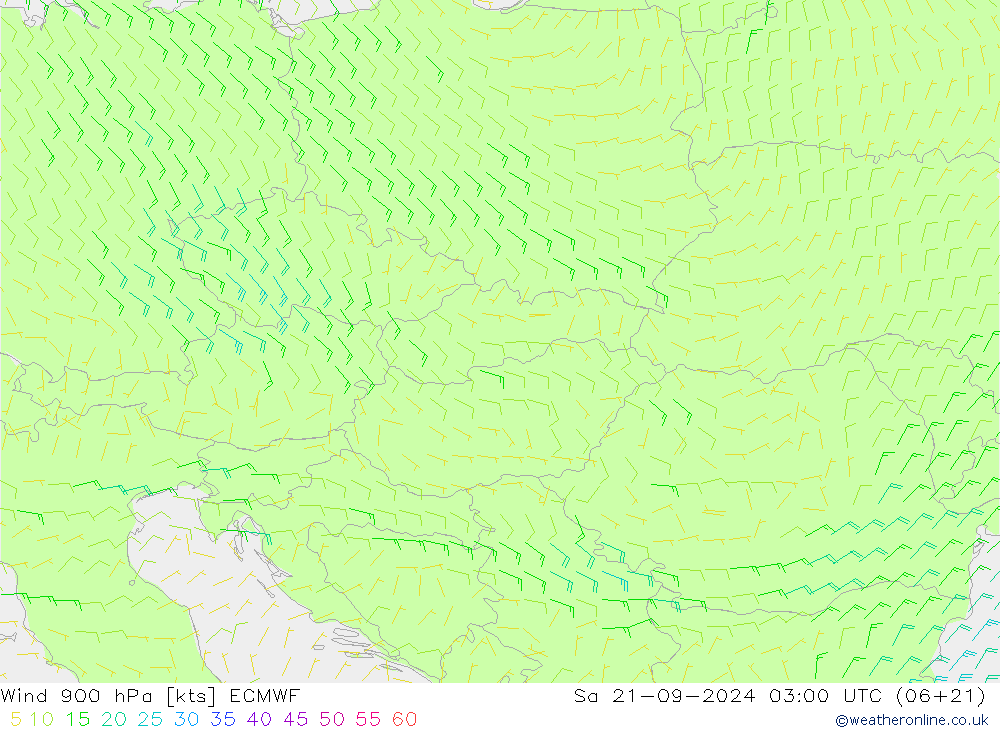 Wind 900 hPa ECMWF za 21.09.2024 03 UTC